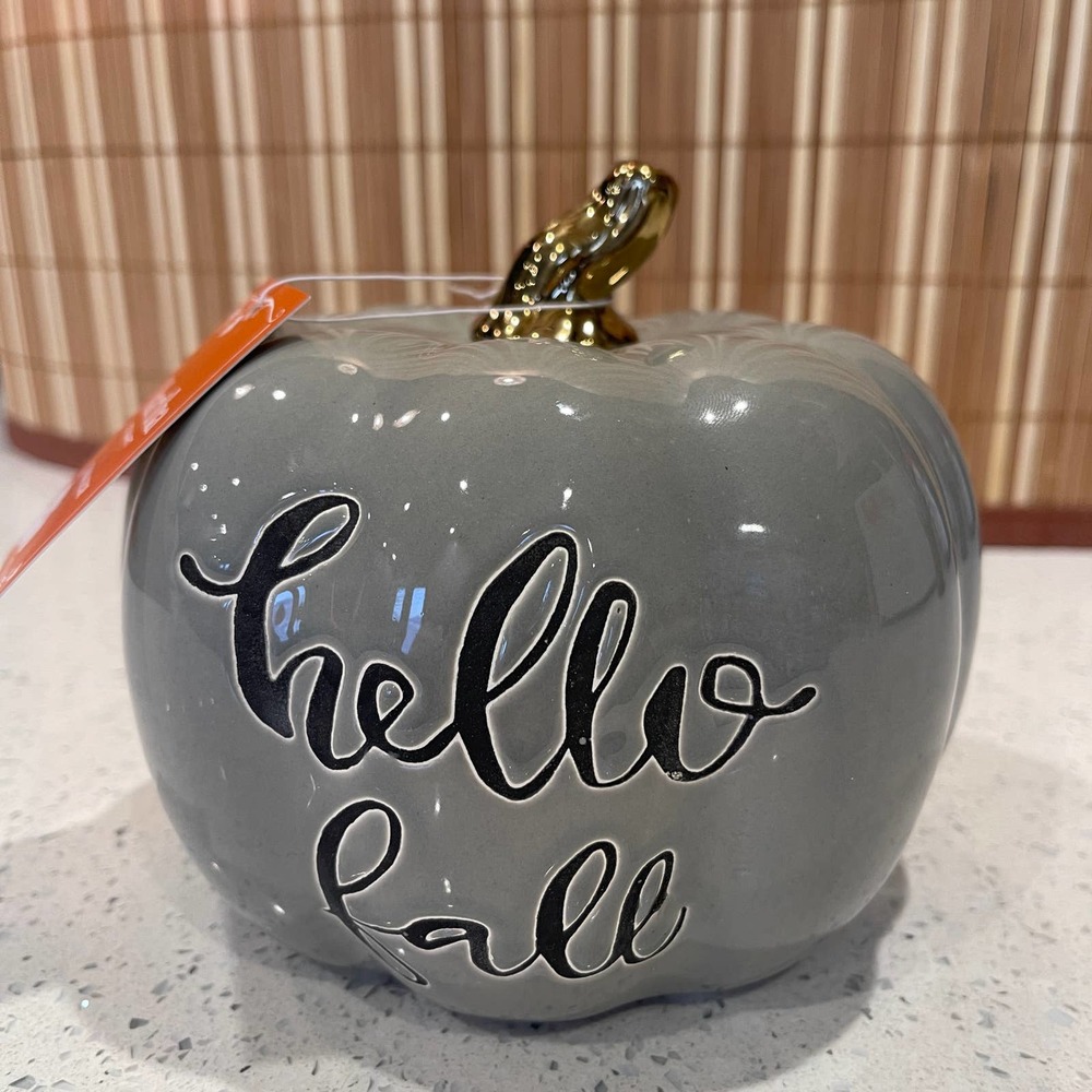 Martha Stewart Hello Fall Grey Ceramic‎ Pumpkin Decor